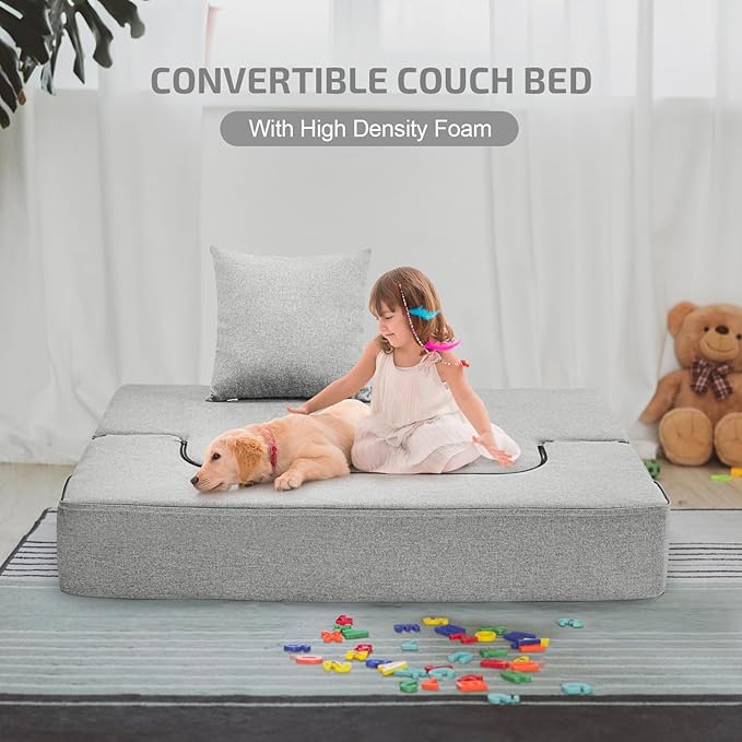 2-in-1 Folding Sofa Bed with Pillow - Image 3