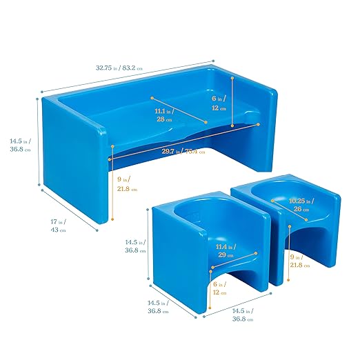 ECR4Kids Tri-Me Table and Cube Chair Set - Image 2