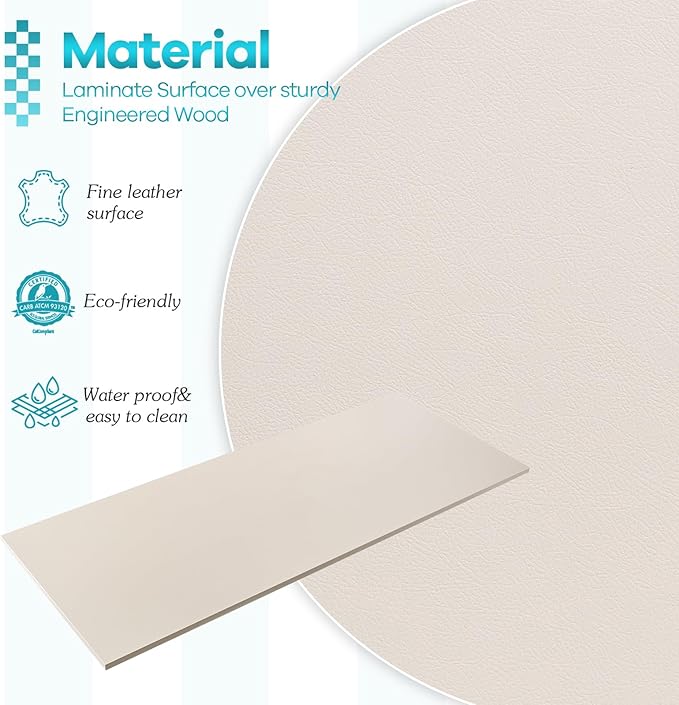 Kaboon Universal Tabletop 45"x20", Solid One-Piece Melamine Table Top, L-Desk - Image 4