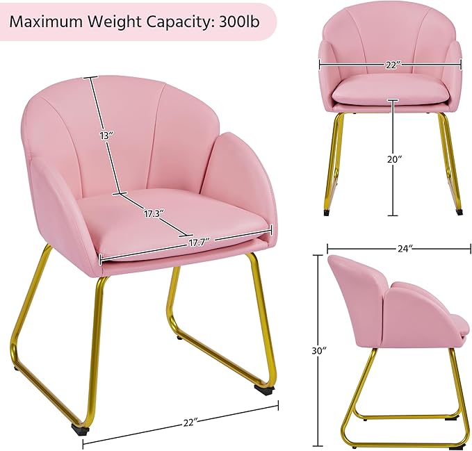 Yaheetech Modern PU Leather Armchair, Flower Shaped Makeup Chair Vanity Chair - Image 3