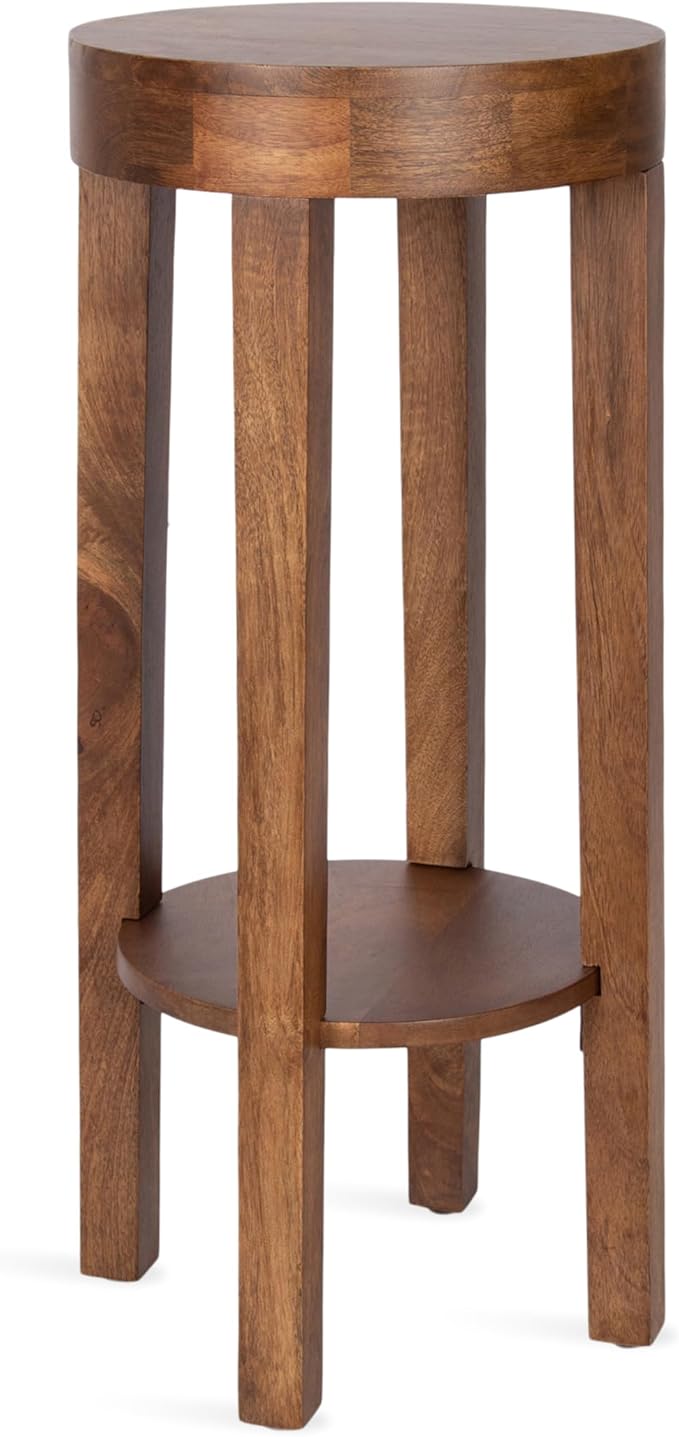 Kate and Laurel Talcott Modern Round Wood Side Table, Walnut Brown, by KateandLaurel