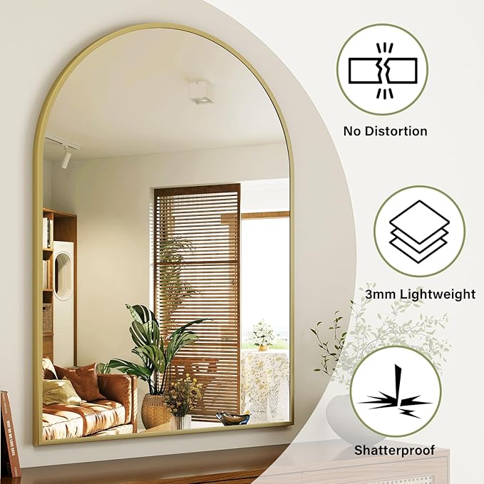 Arch Bathroom Mirror, 26x38 inch Arched Bathroom Mirror/Wall Mounted Vanity - Image 5