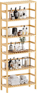 HITNET Bamboo Shelf, 6-Tier Adjustable Tall Open Bookcase, Bathroom Storage by HITNET