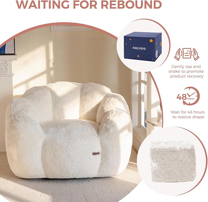 MAXYOYO Bean Bag Chair for Adults, Floral Shaped Bean Bag Sofa, Ultra Soft Faux - Image 8