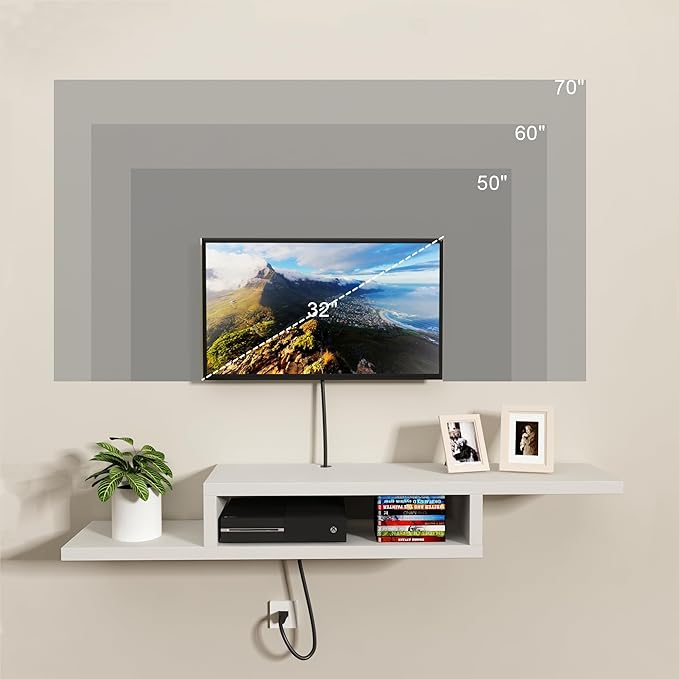 ChooChoo Wall Mounted TV Stand, Media Console Stand, 60” TV Storage Shelf - Image 5