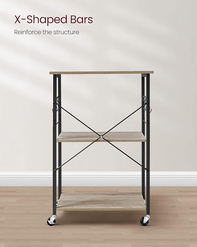 VASAGLE Kitchen Shelf on Wheels, Serving Cart - Image 9