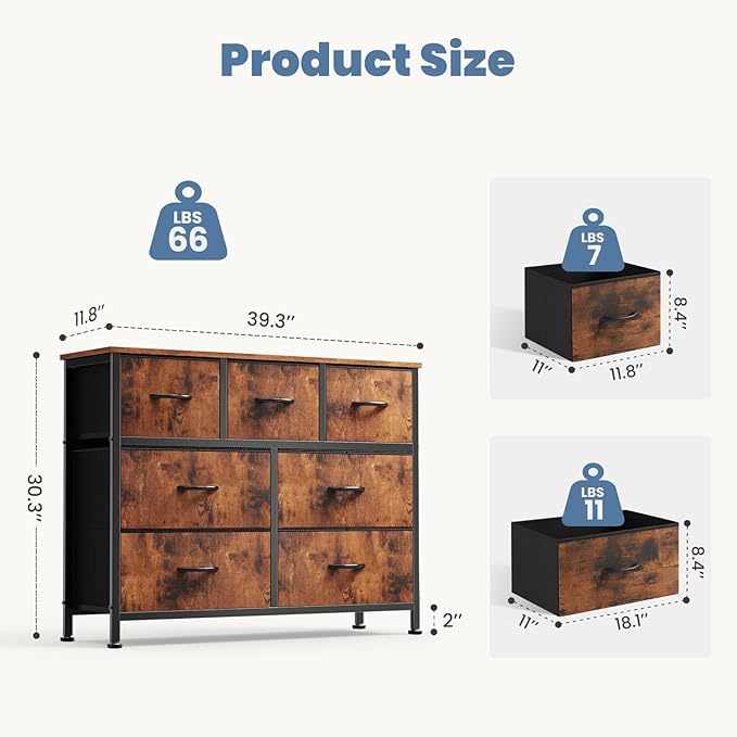 DUMOS Dresser for Bedroom with 7 Drawers, Storage Organizer Units Furniture - Image 3