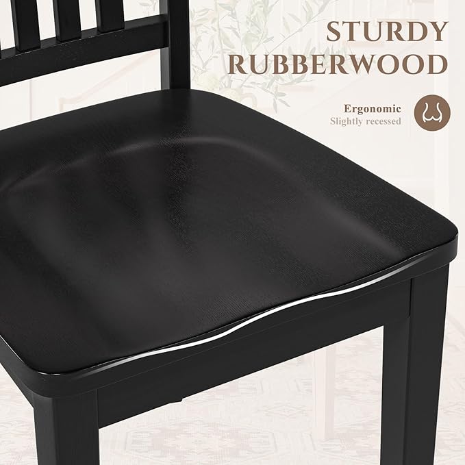 COLAMY Wooden Dining Room Chairs Set of 6, Spindle High Back Windsor Kitchen - Image 5