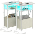 Narrow Side Table with Charging Station, LED End Table Set of 2 by Unknown