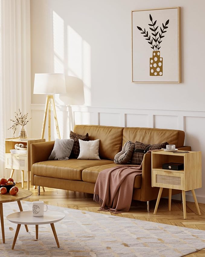 Rattan Nightstand, Modern Bedside Table - Image 3