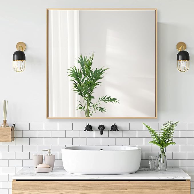 30x30 Inch Orange Gold Bathroom Mirror - Image 2