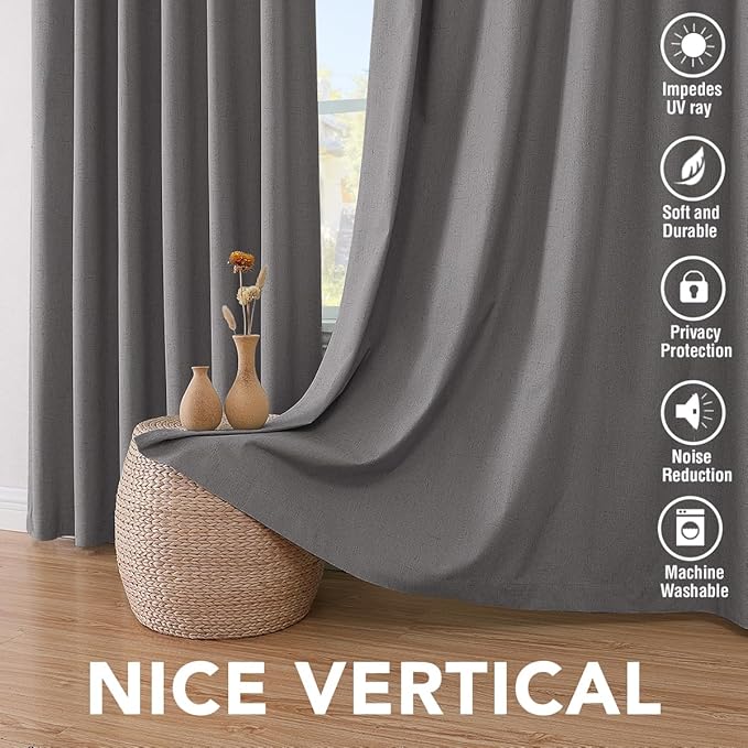 H.VERSAILTEX Linen Blackout Curtains 63 Inches Long 100% Absolutely Blackout - Image 7