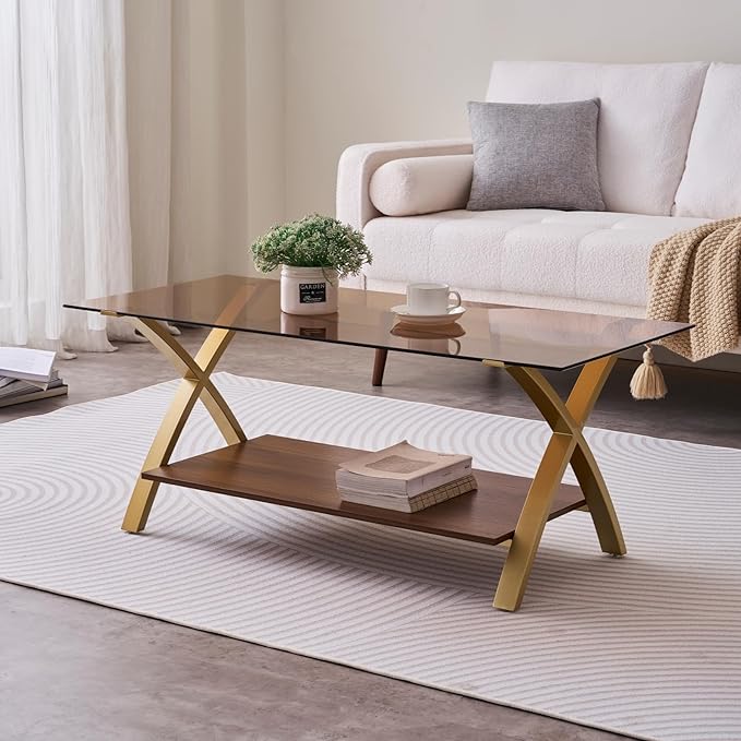 Coffee Table for Living Room and Bedroom, 2-Tier Mid-Century Modern Table - Image 3