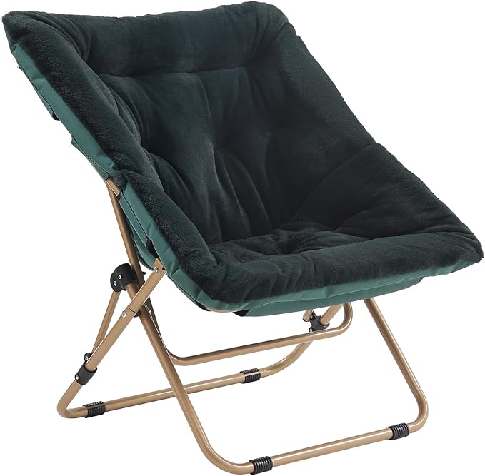 Tiita Comfy Saucer Chair, Soft Faux Fur Oversized Folding Accent Chair by TiitaHome