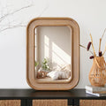 Micasso Rustic Wicker Wall Mirror: 30x22 in Purely Handmade Wooden Frame Rattan by Micasso