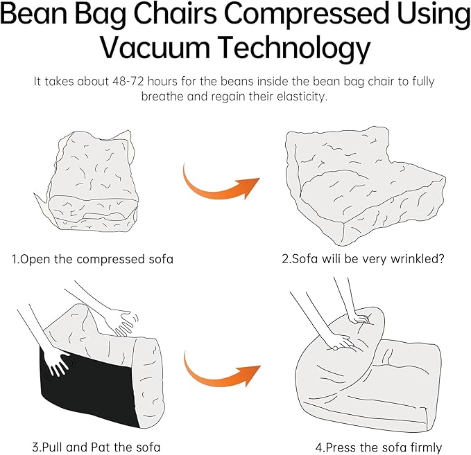 Bean Bag Chair with Ottoman, Comfy Bean Bag Sofa with Memory Foam, Lazy BeanBag - Image 6