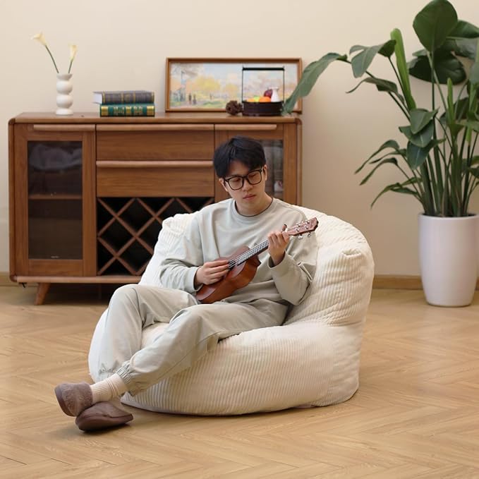 N&V Large Crescent Bean Bag Chair, Adult Size Bean Bag Sack, Foam Filling - Image 5