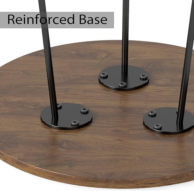 Manora Small Round Side Table, Rustic Brown Wood Accent Table - Image 6