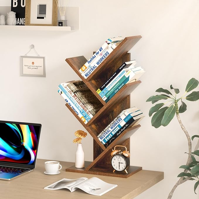 5 Tier Tree Book Shelf, Small Desktop Bookshelf - Image 4