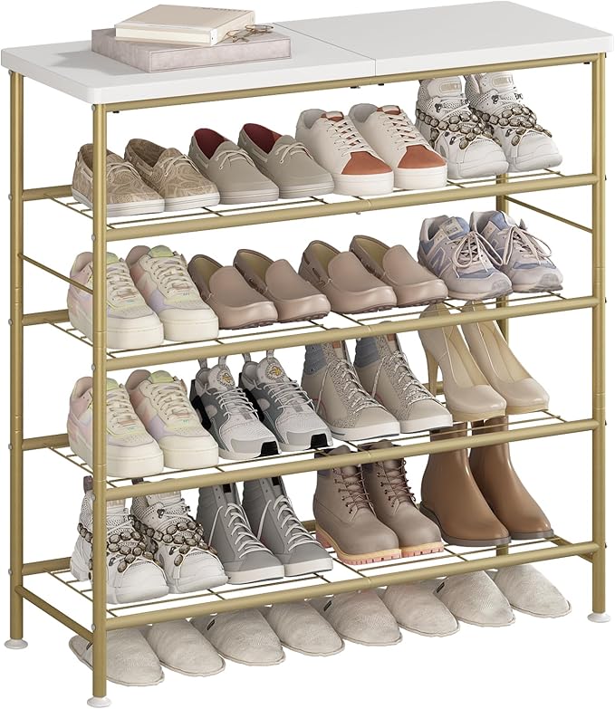 Shoe Rack Organizer 5 Tier for Closet Entryway Free Standing Metal Storage Shoe by MAKELIFESIMPLE