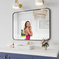 Bathroom Mirror, 30X40 Inch Black Metal Framed Mirror by KOONMI