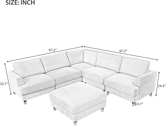 97.2 Inch L Shaped Modular Sectional Sofa - Image 2