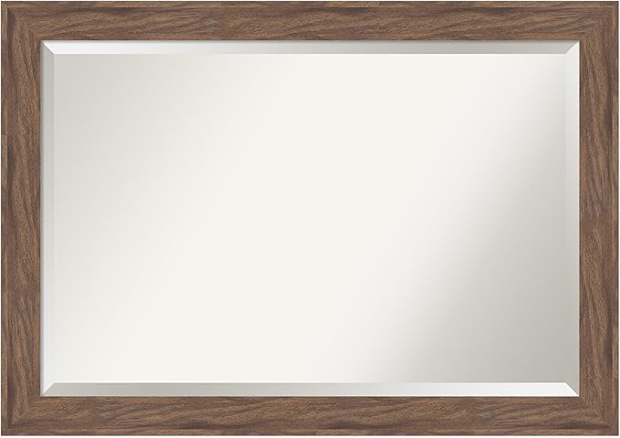 Amanti Art Brown Wall Mirror 29x41 Pia Medium Brown Rectangle Bathroom Mirror by AmantiArt