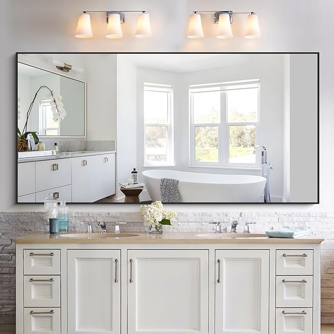 KOCUUY Black Bathroom Mirrors for Wall, 72x36 Large Rectangle Mirrors for - Image 3