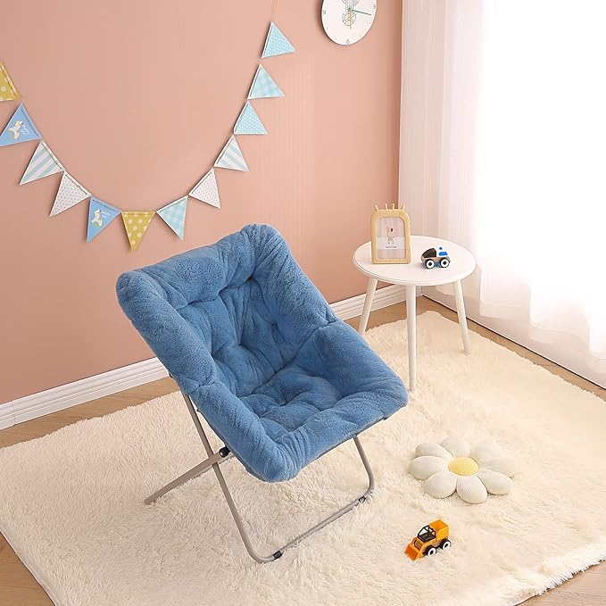 Tiita Comfy Saucer Chair, Soft Faux Fur Oversized Folding Accent Chair - Image 9