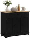 HOMCOM Sideboard with Solid Wood Countertop, Modern Kitchen Storage Cabinet by HOMCOM