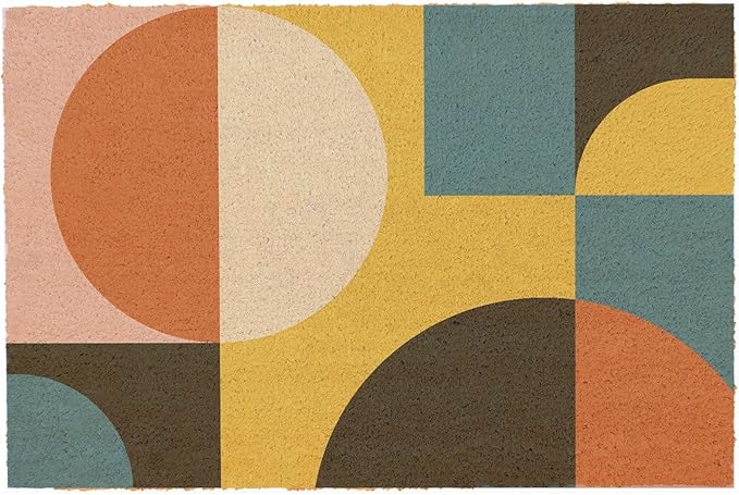 Funny Coir Doormat Simple Modern Abstract Geometric Front Door Mat Entryway by FNDMCTPS