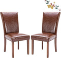 Parsons Dining Chairs Set of 2, Upholstered Nailhead PU Leather Dining Room by COLAMYINC