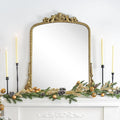 Antique Gold Ornate Mirror Arched Mantel Mirror Baroque Inspired Ornate Dresser by EGHOME
