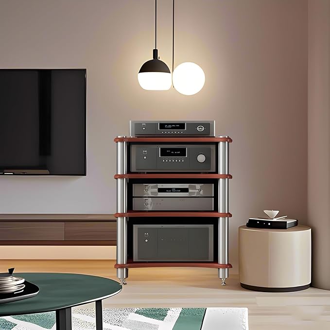 4-Tier AV Media Stand, Stereo Racks and Stands, Video Component Cabinet Audio - Image 6