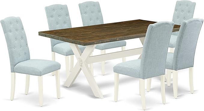 East West Furniture X077CE215-7 7 Piece Dining Table Set Consist of a Rectangle - Image 2