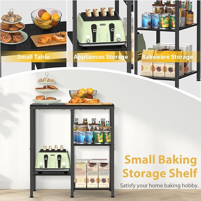 Kitchen Microwave Stand, 4-Tier Adjustable Bakers Rack, Space-Saving Metal - Image 5