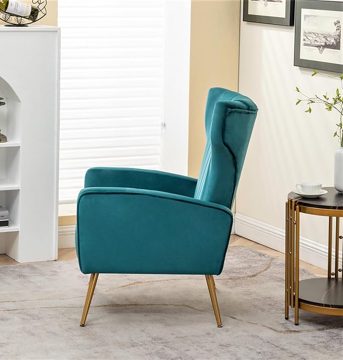 Container Furniture Direct Modern Velvet Accent Chair, Channel Tufted Bedroom - Image 4