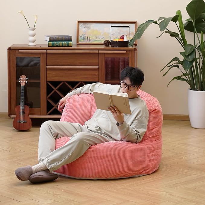N&V Large Crescent Bean Bag Chair, Adult Size Bean Bag Sack, Foam Filling - Image 4