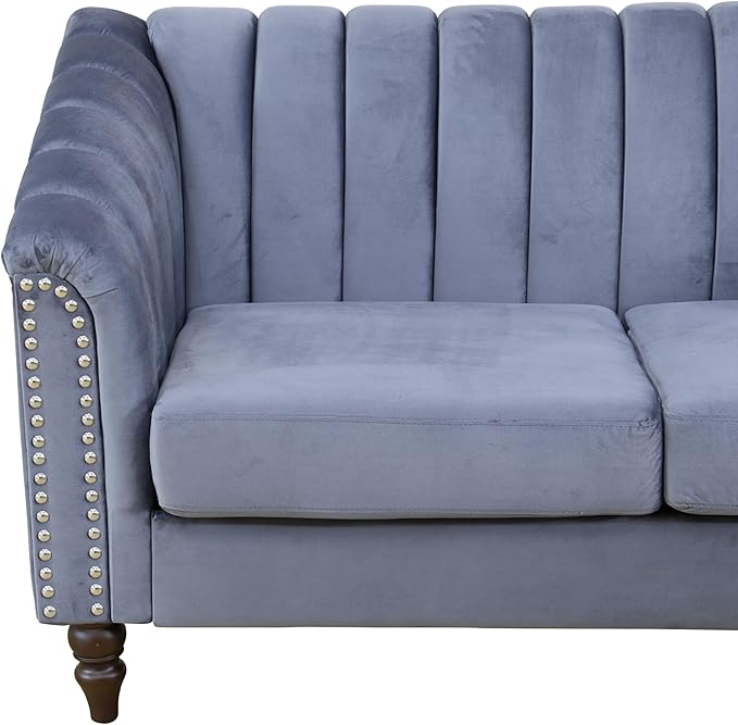 60" Loveseat Sofa, Microfiber Chesterfield Upholstered Sofas Love Seat - Image 6
