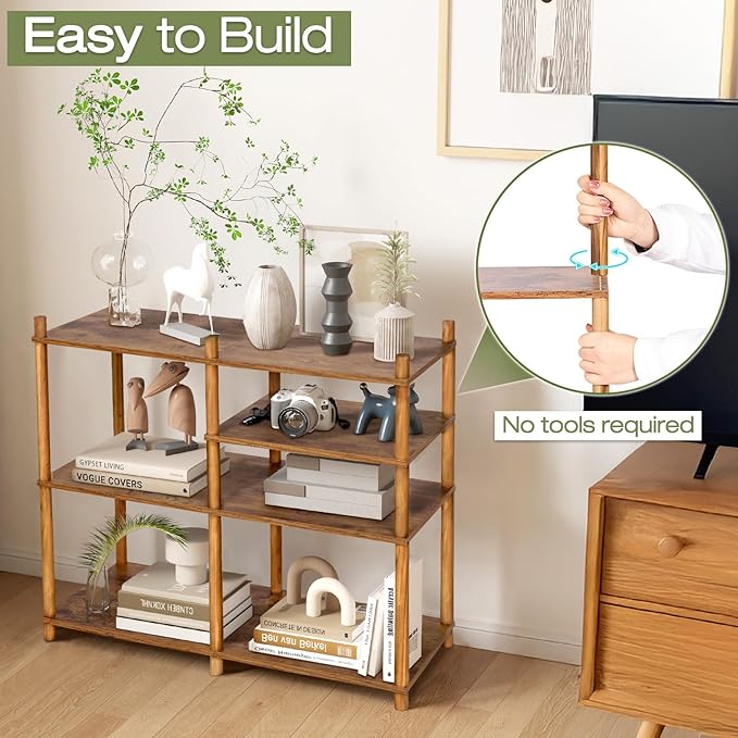 YGYQZ Wooden 3 Tier Storage Shelf, 5 Cube Short Small Book Shelf Simple and - Image 4