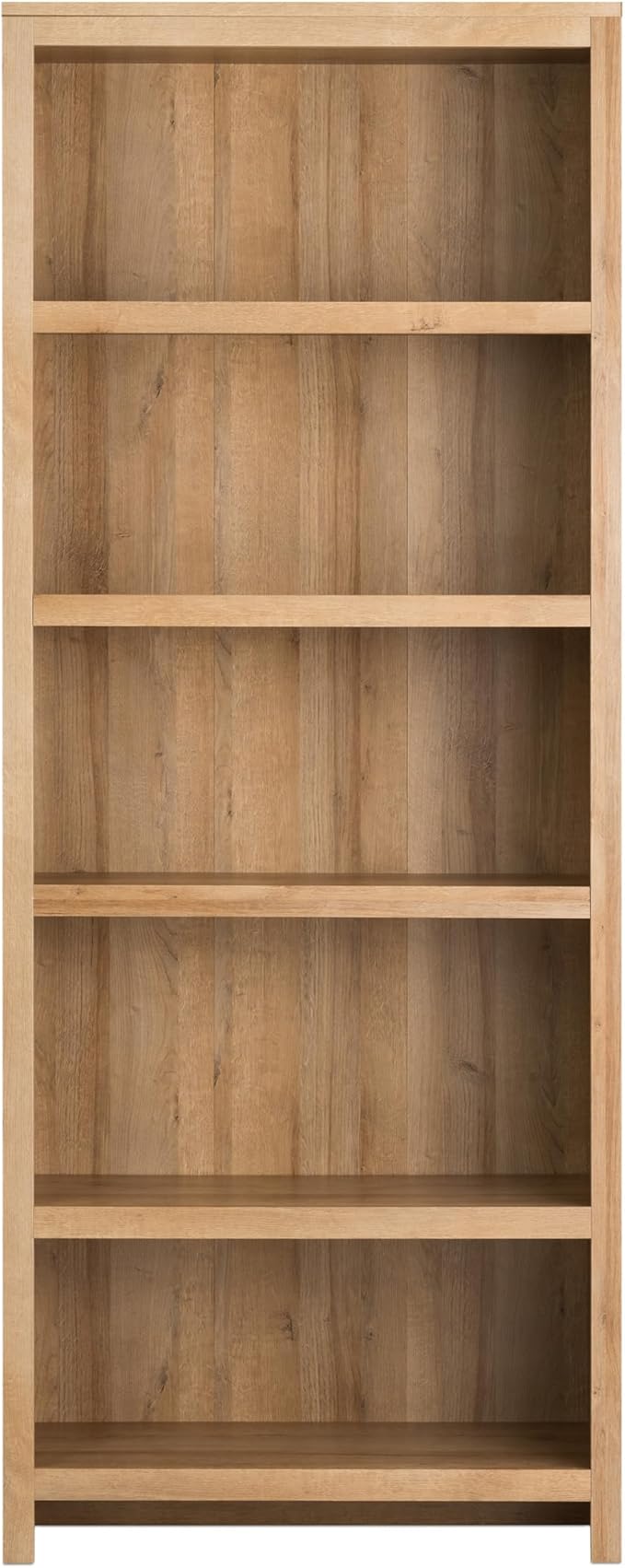 Prepac Moda 5-Tier Tall Wooden Bookcase, Oak Storage Cabinet, Display Cabinet - Image 7