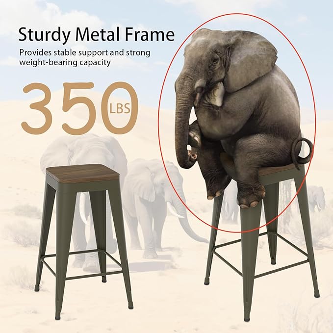 24 inch Backless Bar Stools Set of 4, Indoor Metal Bar Stools - Image 6