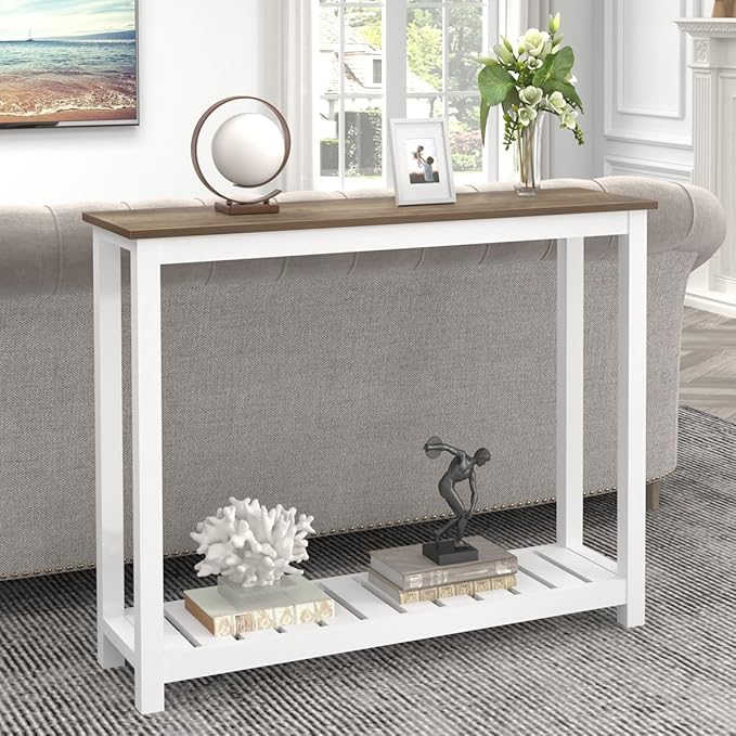 FOLUBAN Farmhouse Sofa Table, Rustic Vintage Console Table - Image 6