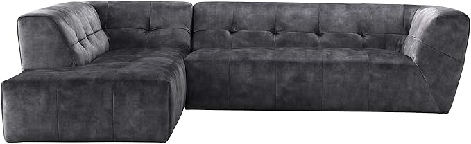 Acanva Luxury Mid-Century Velvet Tufted Low Back Sofa Set L-Shape 2-Piece - Image 3