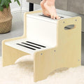 WOOD CITY Kids Step Stool for Toddler, Wooden Natural-White Patchwork Two Step by WOODCITY