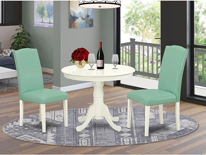 East West Furniture ANEN3-LWH-57 3 Piece Dinette Set - Image 6