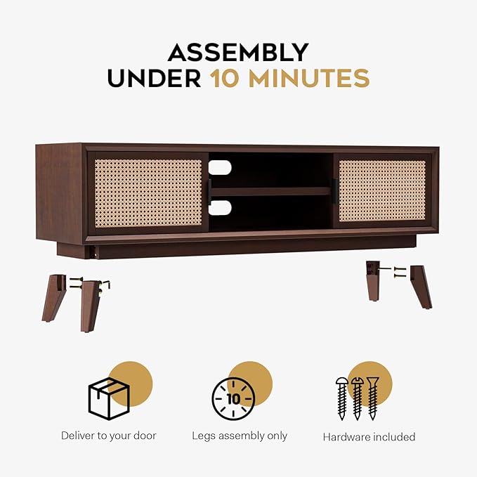 Bme Jasper Premium Solid Wood TV Stand, Under 10 Minutes Assembly, Aesthetic - Image 5