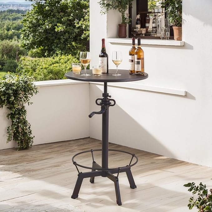 LOKKHAN Industrial Bar Table-33.5-39.4 Inch Tall-Adjustable Bar Height Pub - Image 6