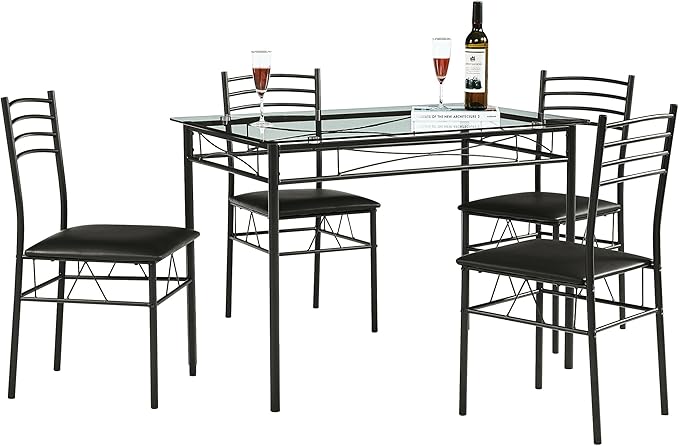 VECELO Kitchen Dining Table and Chairs Set by VECELO