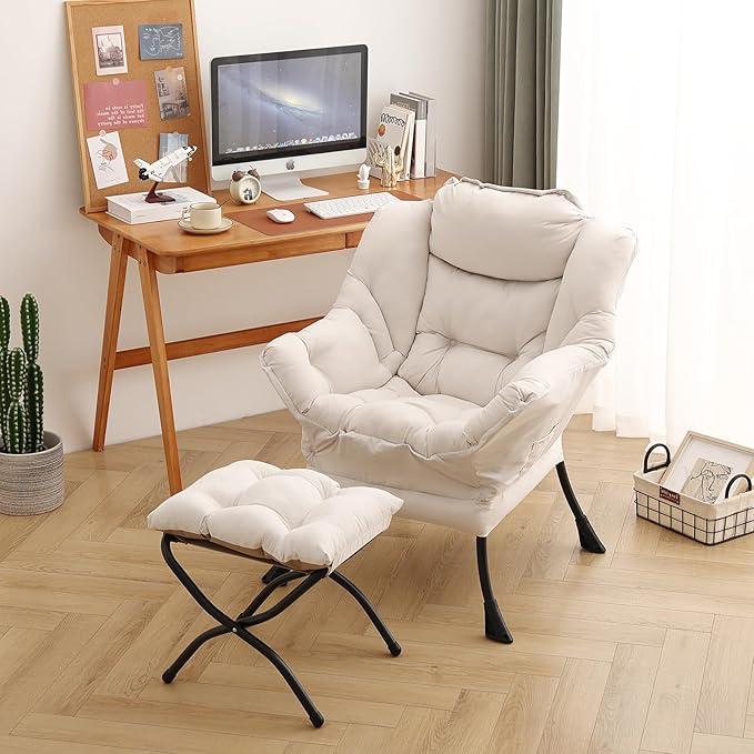 Lazy Chair with Ottoman, Modern Chair with Folding Footrest, Lounge Accent Chair - Image 5